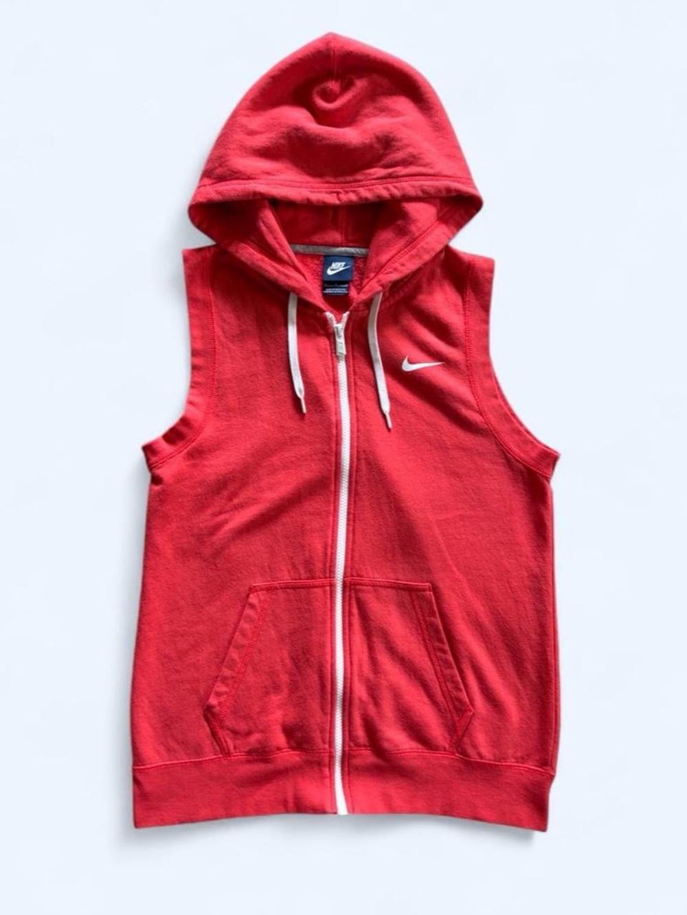 Nike Red Sleeveless Hooded Zip-Up Sweatshirt